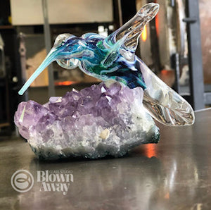 Ash Hummingbird On Amethyst