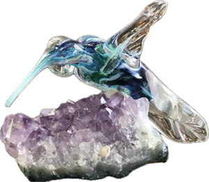 Ash Hummingbird On Amethyst